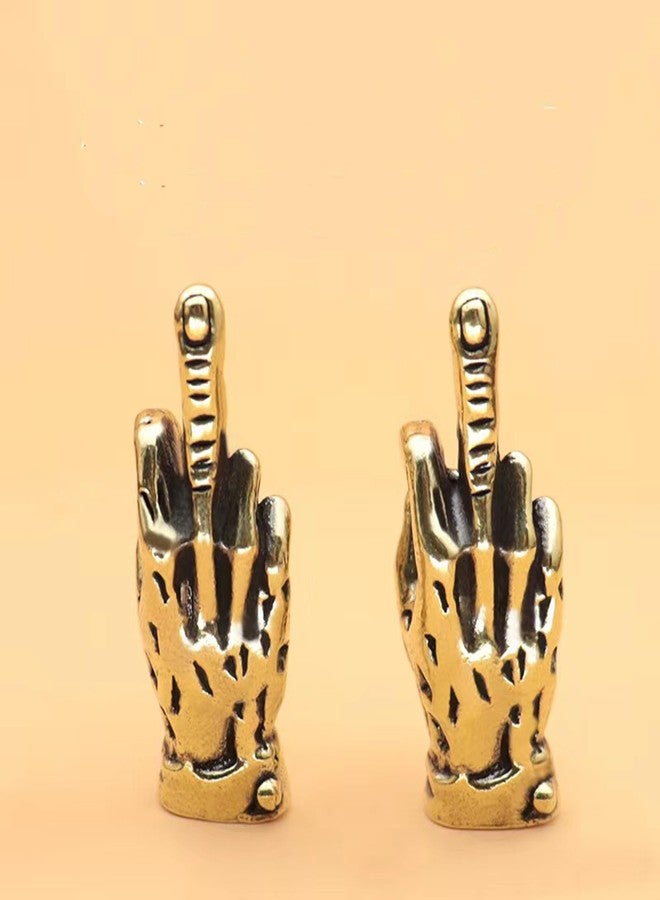 ALHBEJT 2Pcs Brass Hand Erect Middle Finger Statue: Modern Brass Middle Finger Gesture Hand Sculpture, Solid Yellow, Humorous Decorative Figurine - Image 3